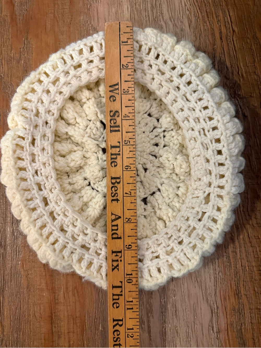 Handmade Crochet Cream Beret euro BoHo coquette - Picture 4 of 4